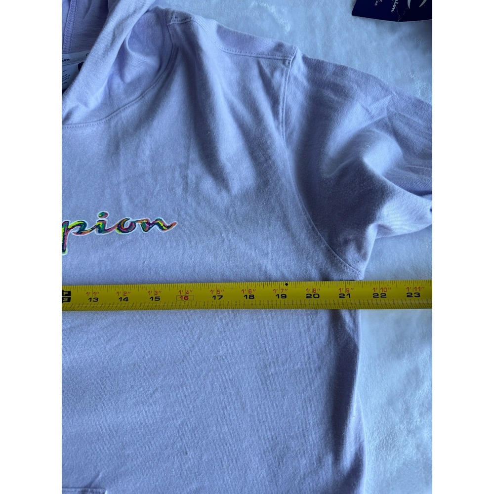 Champion Hoodie Pastel Purple Women M Rainbow Script Logo Y2K Casual Athleisure - Picture 5 of 13